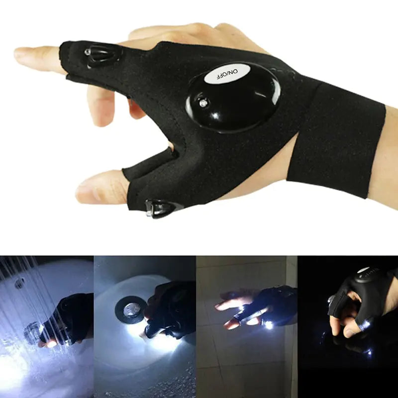 Illuminate Your Adventures with Outdoor Fingerless Fishing Gloves - Hands-Free Light for Every Task!