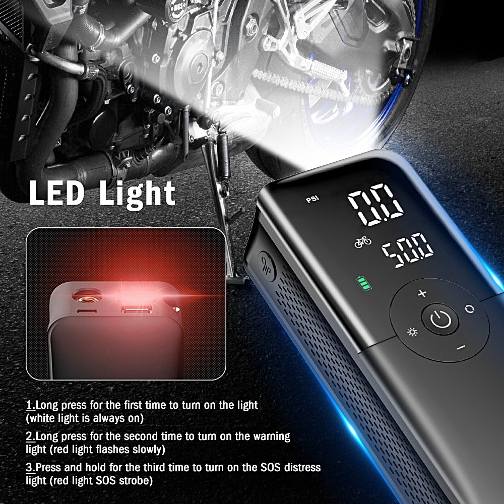 Power on the Go with the Portable Inflator Pump - Your Roadside Tire Lifesaver!