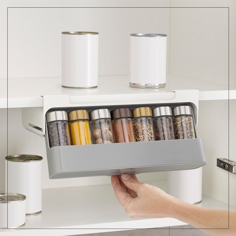 Maximize Your Culinary Space with the Kitchen Self-Adhesive Wall-Mounted Spice Organizer!