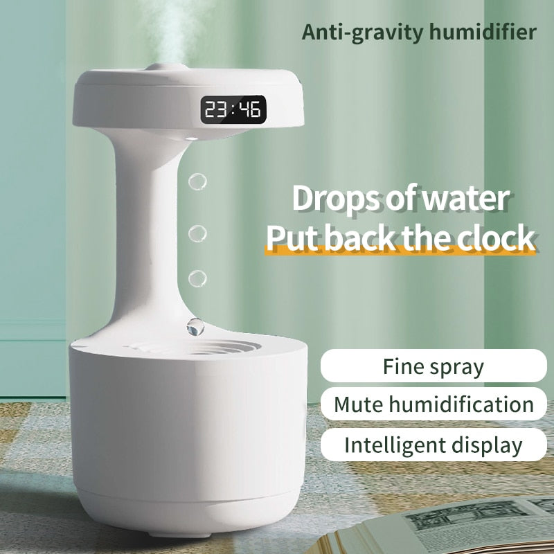 Elevate Your Space with the Anti-Gravity LED Clock Humidifier - Style Meets Wellness!"