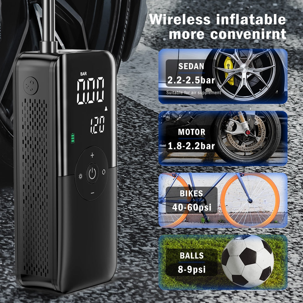 Power on the Go with the Portable Inflator Pump - Your Roadside Tire Lifesaver!