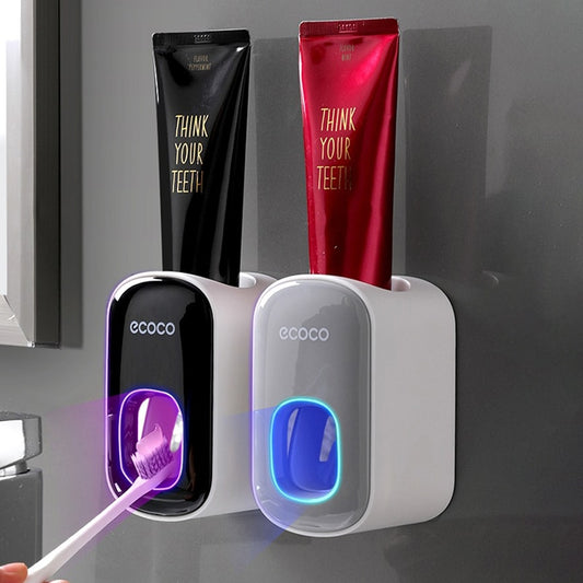 Revolutionize Your Smile with the ECOCO Automatic Toothpaste Dispenser and Toothbrush Holder!